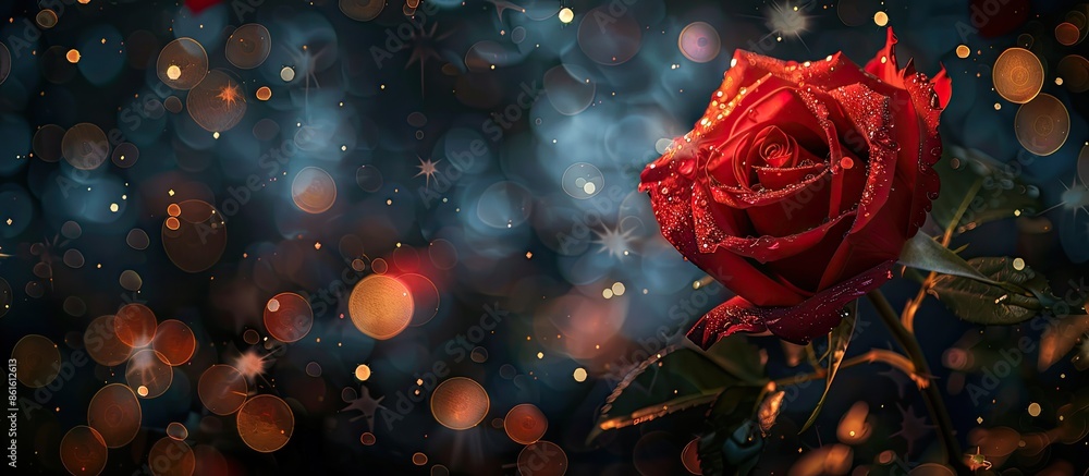 Aufkleber valentine's day rose set against a dark background with a beautiful bokeh effect, ideal for a copy s