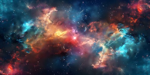 Naklejka premium Vibrant Galaxy Nebula Universe Background with Starry Night Cosmos Mockup. Concept Galaxy Nebula Background, Starry Night Cosmos, Vibrant Universe, Mockup Template