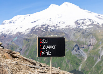 ICP ideal customer profile symbol. Concept words ICP ideal customer profile on beautiful yellow...