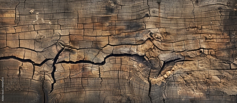 Leinwandbilder An aged, cracked rustic board with a natural backdrop serves as a design template with room for text or images. with copy space image. Place for adding text or design