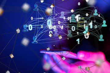 Abstract technology group and data 3d