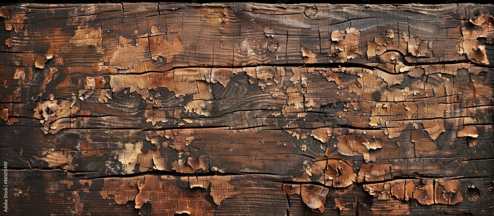 Poster old textured wooden backdrop with cracks, rustic appearance, suitable for grunge-style concepts, wit