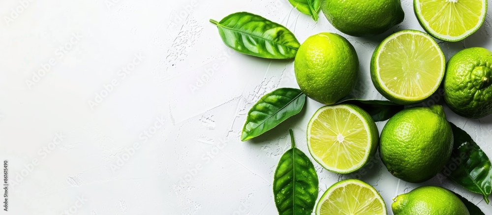 Aufkleber Organic lime fruit arranged with ample copy space image for text, ideal for design and decoration purposes.