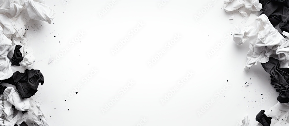 Poster A black scrap paper on a white background with space for writing text or placing images. with copy space image. Place for adding text or design