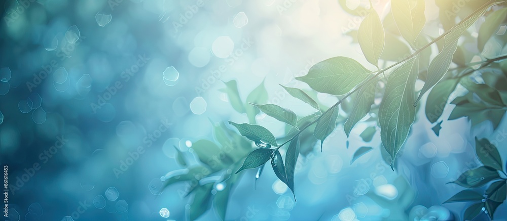 Poster Soft-focused summer sky in nature setting featuring lovely blue hues and cloudy backdrop suitable for text or images. with copy space image. Place for adding text or design