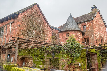 Collonges-la-Rouge, France:02.25.2024; Collonges-la-Rouge is entirely built with red sandstone