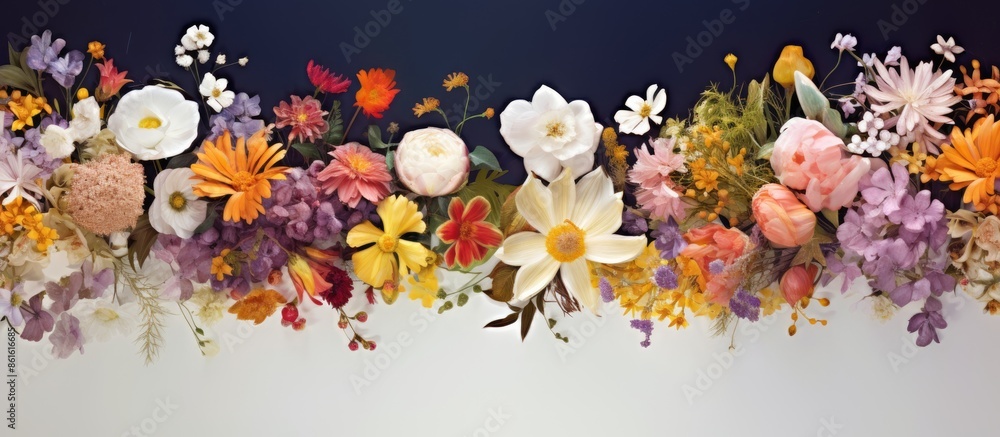 Aufkleber Background featuring various types of flowers with a blank area for additional content, like text or images; referred to as 