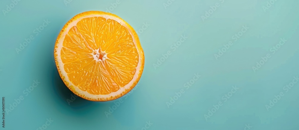 Aufkleber cut orange fruit isolated on pastel background food. with copy space image. place for adding text or