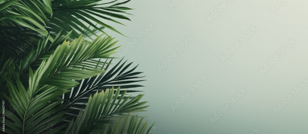 Poster background featuring palm leaves with copy space image.