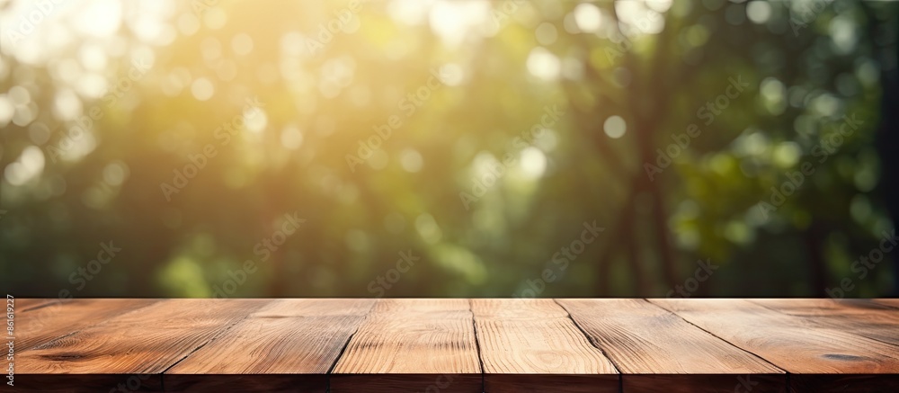 Leinwandbilder empty wood table with copy space image on blurred abstract background for text marketing promotion.