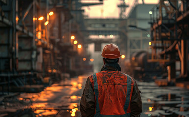 A worker who is checking his work