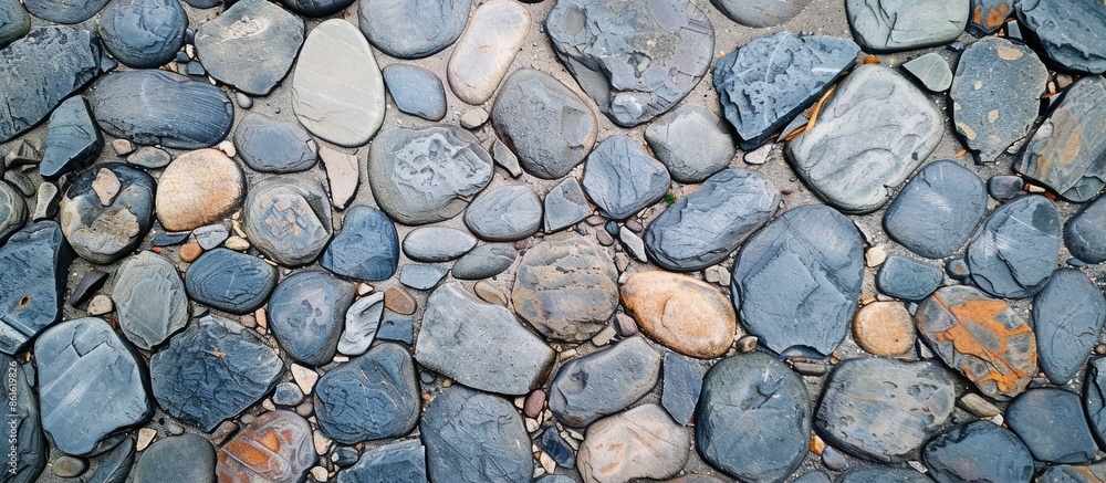 Aufkleber gray floor surface with stones. with copy space image. Place for adding text or design