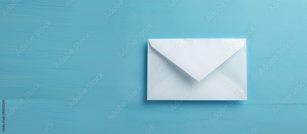 Poster a white envelope and email address symbol on a blue background, featuring copy space image for email