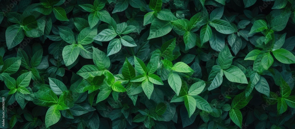 Poster a background of lush green leaves creating a natural backdrop with an inviting texture, perfect for 