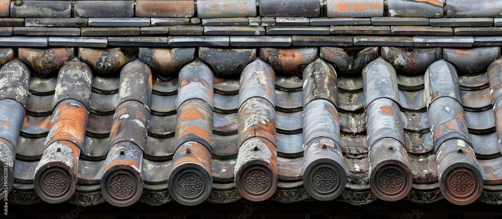 Poster neat arrangement of roof tiles. with copy space image. Place for adding text or design