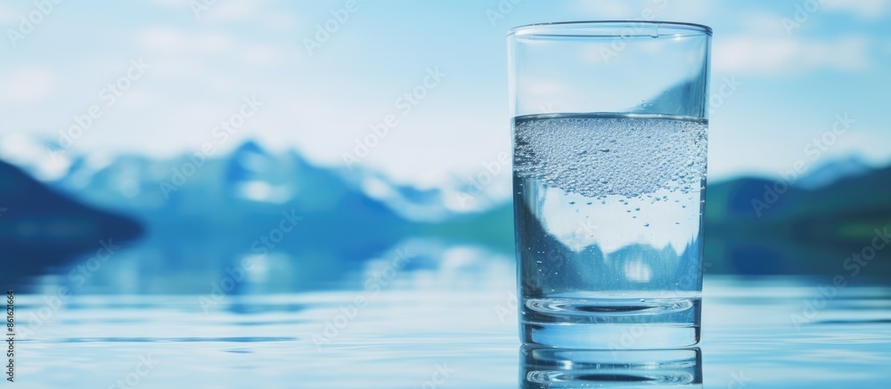 Poster image of water in a glass with copy space image.