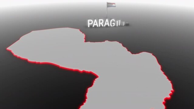 3d animated map of Paraguay gets hit and fractured by the text &ldquo;Violence&rdquo;