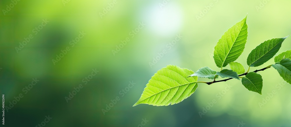 Aufkleber A close-up image of a green leaf against a blurred garden backdrop, providing ample copy space for a nature-themed design.