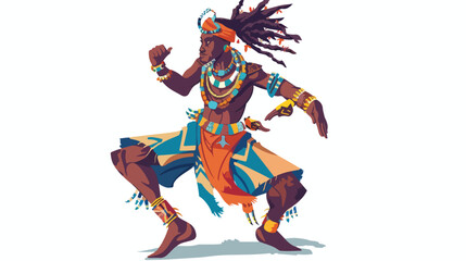Spirited African Male Tribal Dancer Character Moves 
