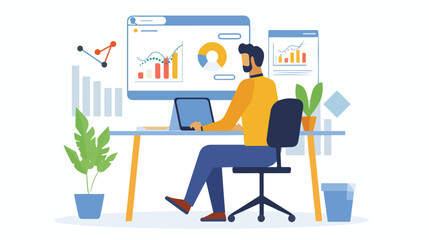 Strategic Process Landing Page Template. Business Man