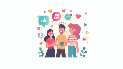 Fototapeta premium Social Media Communication Landing Page Template. 