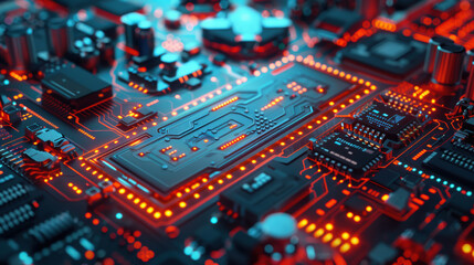 Obraz premium A futuristic background of technology with electronic circuit lines.