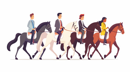 Successful Leader Businessman Riding Horse Leading 