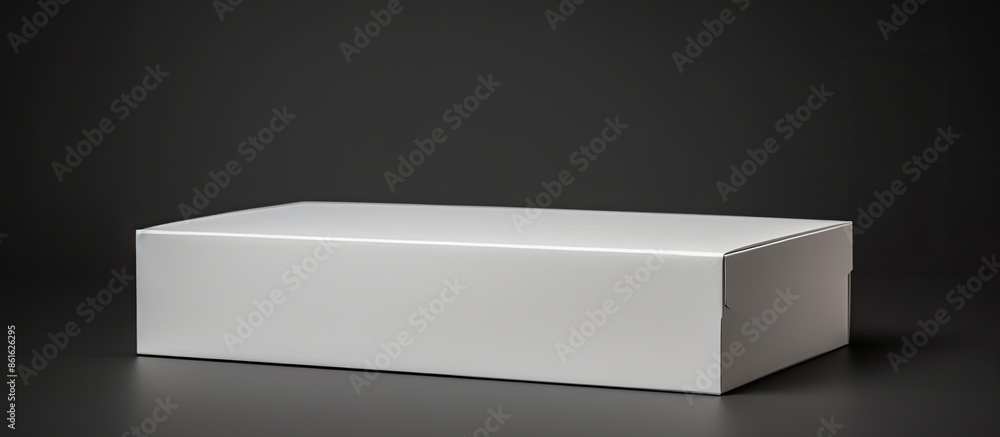 Leinwandbilder Rectangular package box with a blank design for product packaging on a black background, featuring an empty white cardboard container with copy space image.