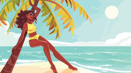 Sun Princess Landing Page Template. Black Woman Lies