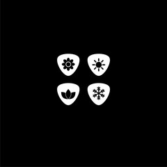  Four seasons symbols icon isolated on dark background