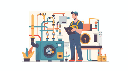 Fototapeta premium Professional Plumbing Landing Page Template. 