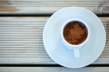Turkish coffee on wooden background