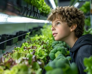 Obraz premium Vertical Farm Integrated into School Curriculum Students Learning Hands On Agriculture