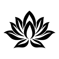 A black and white lotus flower with symmetrical petals