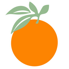 An orange fruit with green leaves