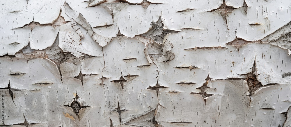 Poster close-up of white birch bark with copy space image.
