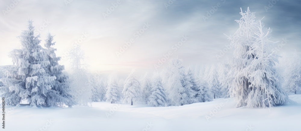Poster the landscape was transformed by nature's delicate touch into a captivating christmas setting with w