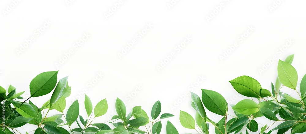 Aufkleber Green foliage against a white background with a space for inserting text or images. with copy space image. Place for adding text or design