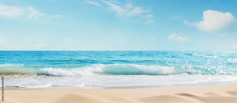 Aufkleber close-up view of a summery beach background with plenty of sand and spacious copy space image availa