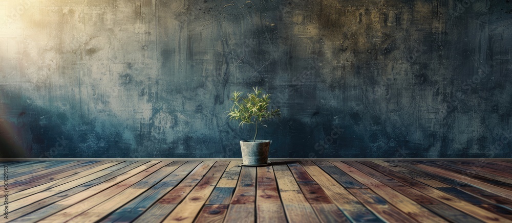 Poster room interior vintage with wood floor background. with copy space image. place for adding text or de