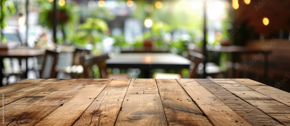 Aufkleber Table Top And Blur Restaurant Of The Background. with copy space image. Place for adding text or design