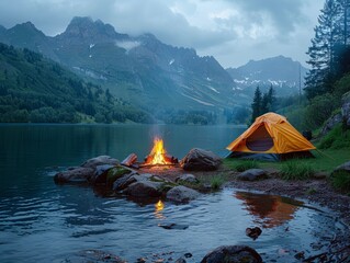 Serene Lakeside Camping 