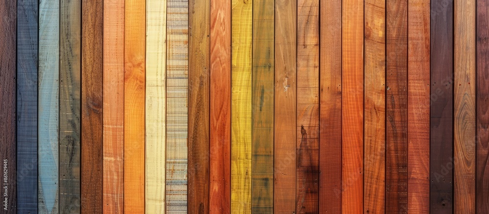 Poster inspiration for interior design using wood color samples with a blank space for images.