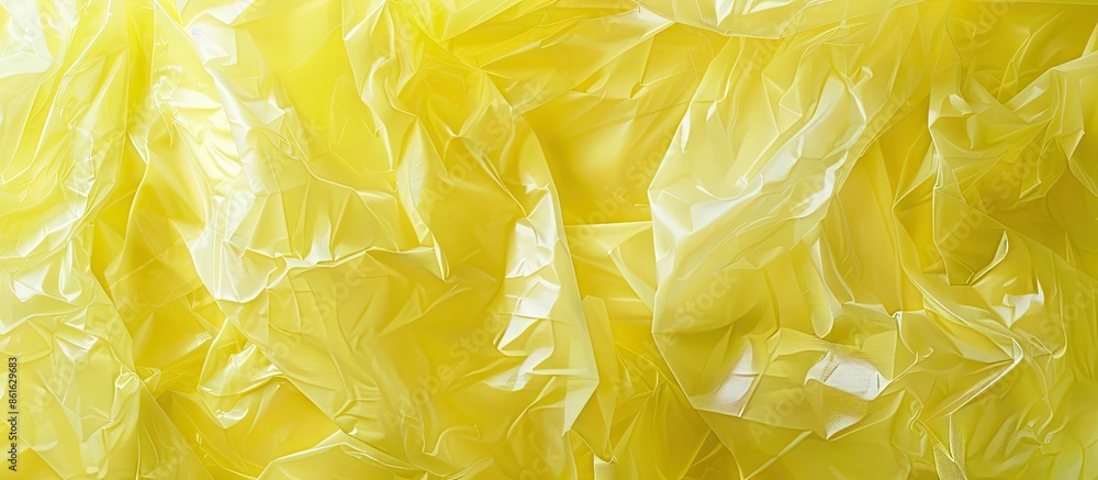 Poster abstract yellow texture with copy space image, featuring a plastic bag creating a unique yellow back