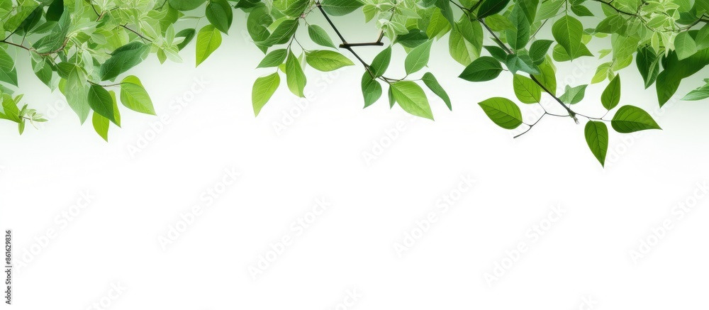 Aufkleber Green foliage against a white background with a space for inserting text or images. with copy space image. Place for adding text or design