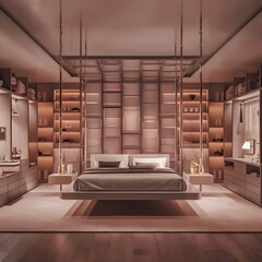 interior of a bedroom with bed