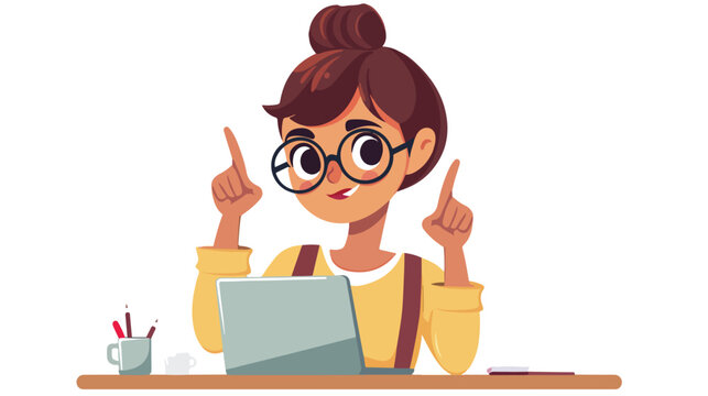 Smart And Focused Young Student Girl Character Wearing