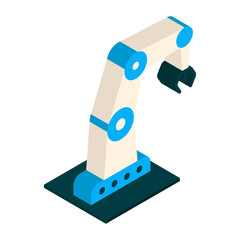 Adaptive robotic arm programmed by generative AI   isometric concept, Robo automate industrial work vector de Artificial general intelligence symbol, Natural Language Processing  Machine Deep Learning