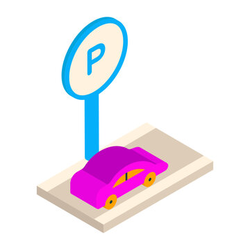 ai powered automated car park system  isometric concept, Real-time parking occupancy availability vector de Artificial general intelligence symbol, Natural Language Processing  Machine and Deep Learn