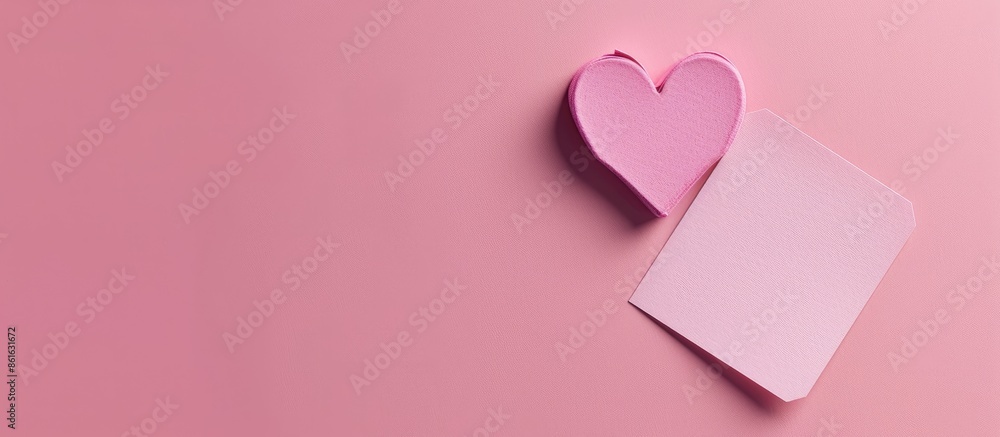 Poster Pink heart-shaped note on a matching background with available space for additional content in the image.